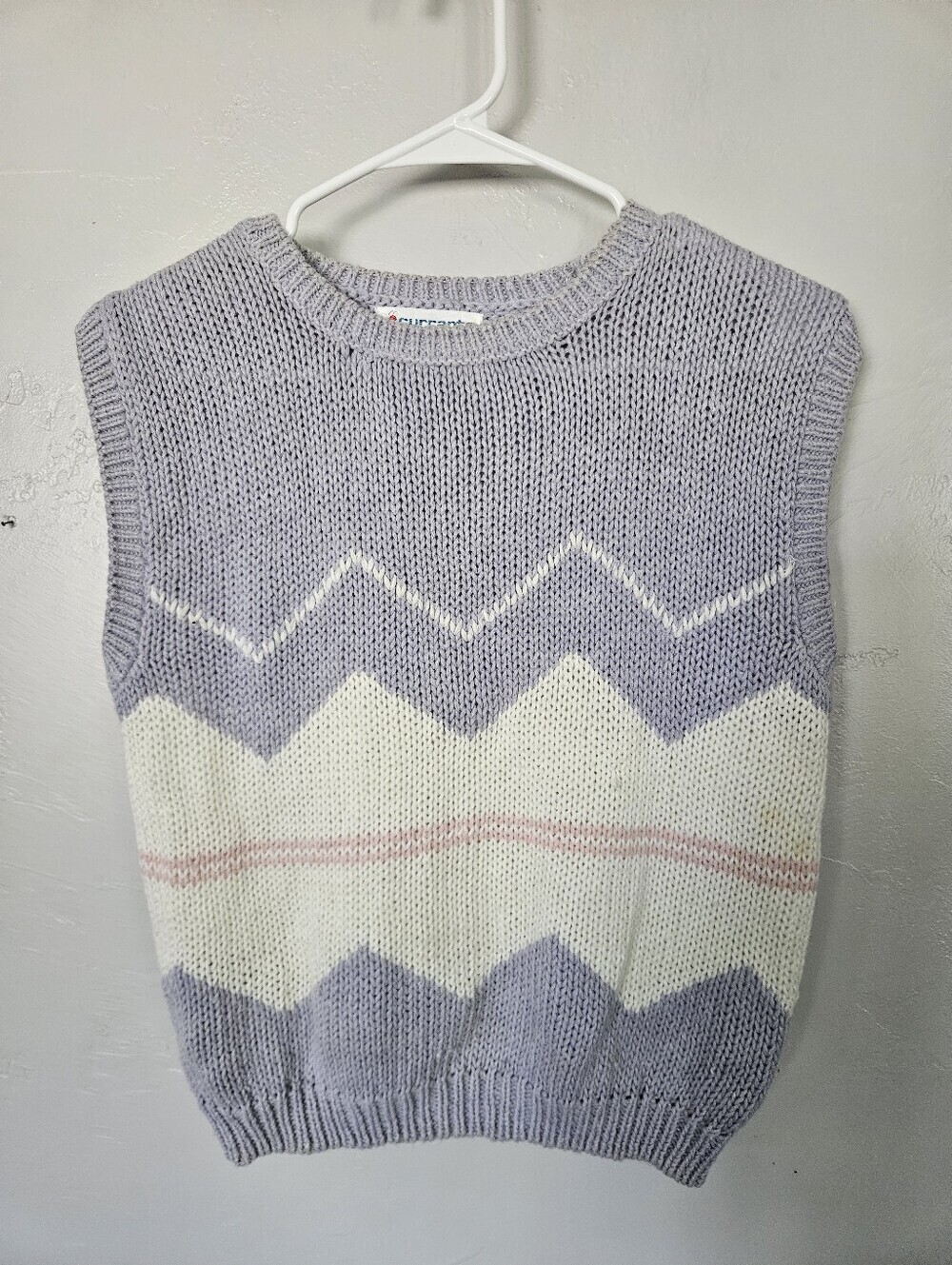 Soft Lavender Chevron Knit Sweater Vest Vintage Currants by Jeri-Jo Large Spring